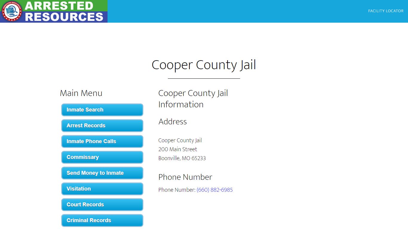 Cooper County Jail - Inmate Search - Boonville, MO